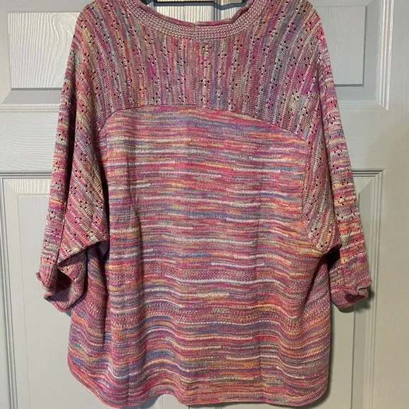 EUC Democracy Multicolor Heathered Loose Fitted Knit Top w/Sleeves Asymmetrical - Picture 5 of 10